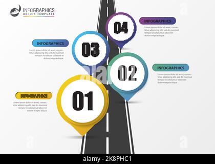 Road. infographic design template with pointers. Vector illustration Stock Vector