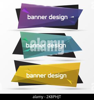 Banner design template. Modern origami style. Set of three abstract objects. Can be used for infographics. Vector illustration Stock Vector