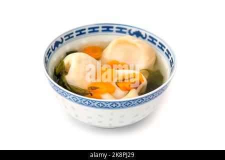 Wonton soup on a white background Stock Photo