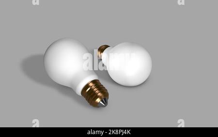 3d realistic render of two classics opalescent light bulb Stock Photo