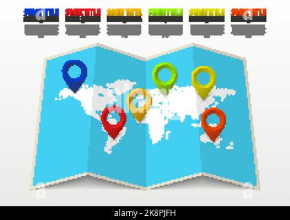 World map with pointer marks. Infographic template. Vector illustration Stock Vector