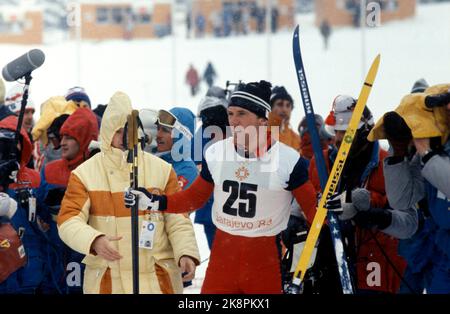 Sarajevo, Yugoslavia 1984-02. The Olympic Winter Games 1984. The picture: Combined. Tom Sandberg (NOR) wins combined on February 12, 1984. Here he goes over goals and Bjubles. Photo: Per Løchen / NTB Stock Photo