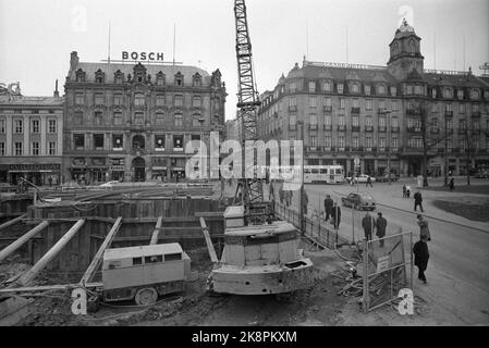 Oslo April 7, 1973. The subway is extended from the East Railway to the National Theater. It will be a new station at Egertovet, downtown station. Here from Karl Johansgate. Photo: Current / NTB Stock Photo