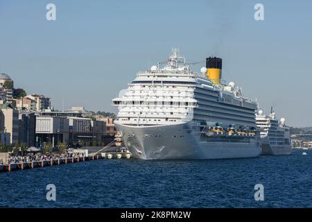 ISTANBUL, TURKEY - SEPTEMBER 25, 2022: COSTA VENEZIA cruise ship in Galataport, Istanbul, Turkey. The largest cruise ship ever to dock any Turkish por Stock Photo