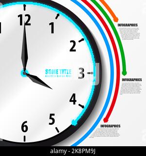 Infographic template. Business concept with clock. Vector illustration Stock Vector