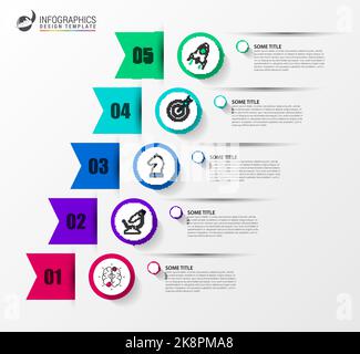 Infographic design template. Creative concept with 5 steps. Can be used for workflow layout, diagram, banner, webdesign. Vector illustration Stock Vector