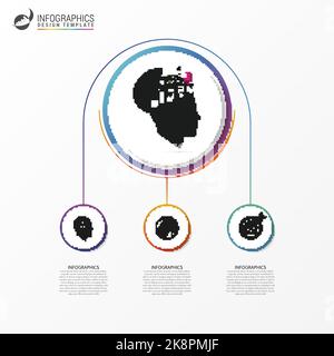Infographic report template with lines and icons. Vector illustration Stock Vector