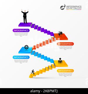 Abstract 3d stairs. Infographic or timeline template. Vector illustration Stock Vector