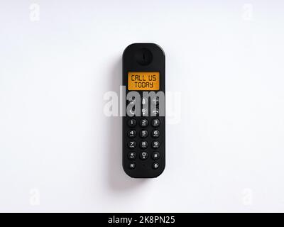 The word customer care written on the screen of a wireless phone. Call center assistance and consultancy service and customer care concept. Stock Photo