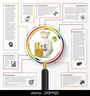 infographic template with money bag. Vector illustration Stock Vector