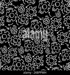 Gears seamless pattern. Vector background. Vector seamless pattern for children, fabrics, clothes, wallpaper, nursery Hand drawing Stock Vector