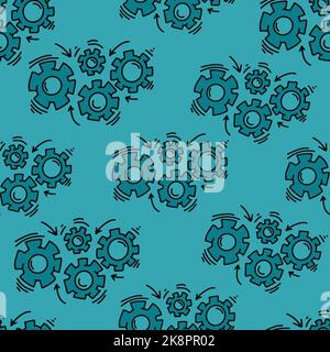 Gears seamless pattern. Vector background. Vector seamless pattern for children, fabrics, clothes, wallpaper, nursery Hand drawing Stock Vector