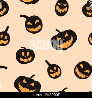 Cute pumpkins seamless pattern. Design for textile, prints for clothes. Vector illustration. Stock Vector