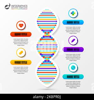 Infographic template with DNA structure. Science concept. Vector illustration Stock Vector