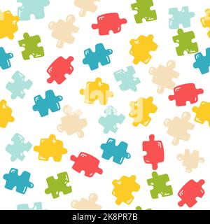 Color puzzles vector background and texture Vector seamless pattern for children, fabrics, clothes, wallpaper, nursery. Hand drawing Stock Vector