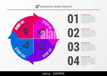 Arrows workflow steps. Global business process graph, step to success ...