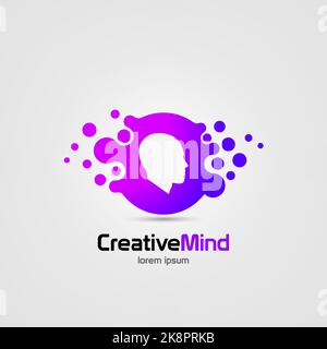 Creative mind. Human brain. Abstract icon. Vector symbol. Illustration Stock Vector