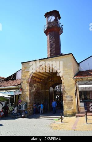 Located in Gumushacikoy in Turkey, the Clock Tower was built in 1900. Stock Photo