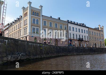 A view of the historical buildlings on the shore of the River of Geats river in Gothenburg, Sweden Stock Photo