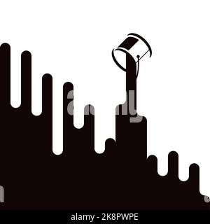 Black ink dripping from can. Background. Vector illustration Stock Vector