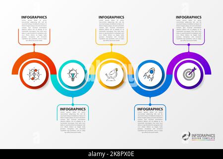 Infographic design template with 5 steps. Timeline. Vector illustration Stock Vector