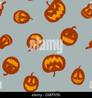 Cute pumpkins seamless pattern. Design for textile, prints for clothes. Vector illustration. Stock Vector