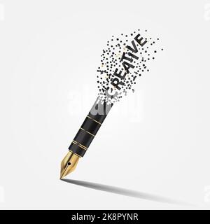 Modern art design of the pen. Creative concept. Vector illustration Stock Vector