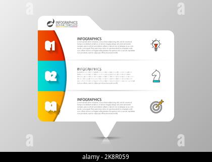 Infographic design template. Business concept with 3 steps. Can be used for workflow layout, diagram, banner, webdesign. Vector illustration Stock Vector