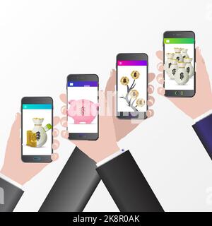 Growth process money. Business start-up concept. Vector illustration Stock Vector
