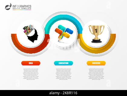 Business infographic timeline concept with 3 steps. Vector illustration Stock Vector