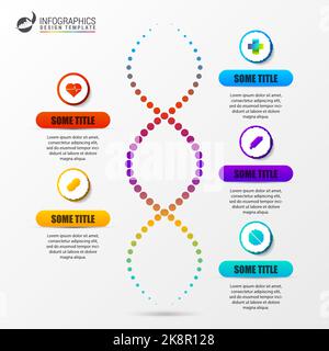 Infographic template with DNA structure. Science concept. Vector illustration Stock Vector