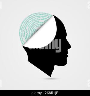 Artificial intelligence. Cyborg. Robot concept with binary code. Vector illustration Stock Vector