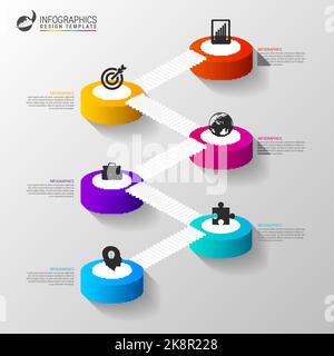 Abstract 3d stairs. infographic or timeline template. Vector illustration Stock Vector
