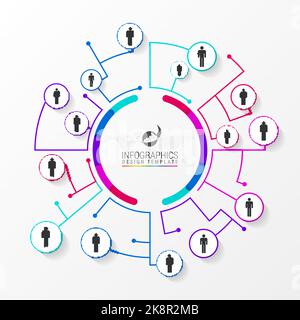 People connected as network in circles. Infographics. Vector illustration Stock Vector