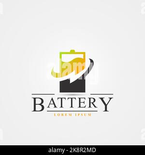 Battery symbol. Creative icon with lightning. Vector illustration Stock Vector