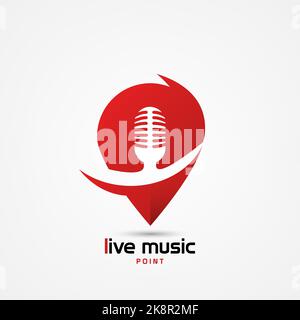 Live music symbol. Retro microphone. Karaoke club. Vector illustration Stock Vector