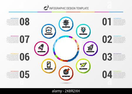 Infographic design template. Business concept with 8 steps. Vector illustration Stock Vector