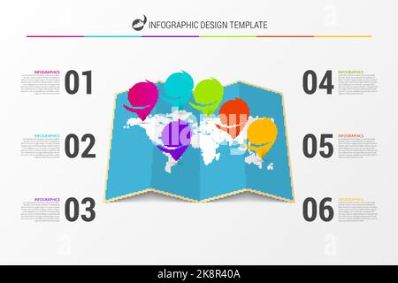 World map concept. Infographic design template. Vector illustration Stock Vector