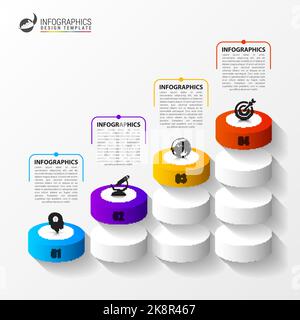 Abstract 3d stairs. infographic or timeline template. Vector illustration Stock Vector