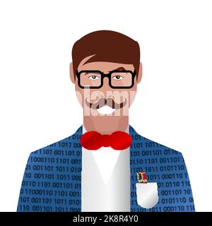Cartoon character. Avatar symbol. Geek. Nerd guy. Vector illustration Stock Vector