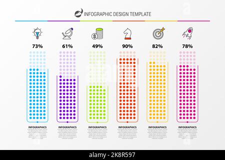 Infographic design template. Business concept with 6 columns. Vector illustration Stock Vector