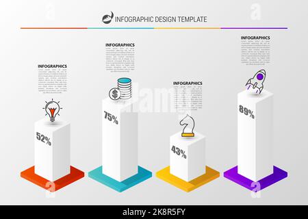 3D graph for infographic. Modern design template. Vector illustration Stock Vector