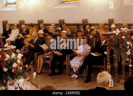 Oslo July 3, 1983. King Olav is 80 years old. Here from the service in Oslo Cathedral. From v; King Olav, Crown Princess Sonja, Crown Prince Haakon, Princess Märtha and Crown Prince Harald. Photo: NTB / NTB Stock Photo