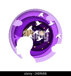 Idea and imagination concept in paper style. Vector illustration Stock Vector