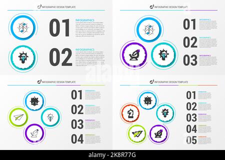 Infographic design template. Creative Set with icons. Can be used for workflow layout, diagram, annual report, web design. 2, 3, 4, 5 steps. Vector il Stock Vector
