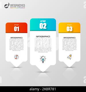 Infographic design template. Creative concept with 3 steps. Can be used for workflow layout, diagram, banner, webdesign. Vector illustration Stock Vector