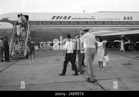 Bangkok June 5, 1965, Thailand. For 5 years, the airline SAS has built up Thai Airways International Ltd (Thai International) in Thailand, for mutual joy and benefit. The company has three caravels and about 700 employees of which 37 Scandinavians. Here from Bangkok airport. Photo: Sverre A. Børretzen / Current / NTB Stock Photo
