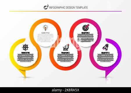 Infographic design template. Creative concept with 5 steps. Can be used for workflow layout, diagram, banner, webdesign. Vector illustration Stock Vector