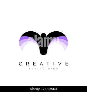 Creative bird in flight. Circular style. Vector illustration Stock Vector