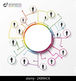 People connected as network in circles. Infographics. Vector illustration Stock Vector